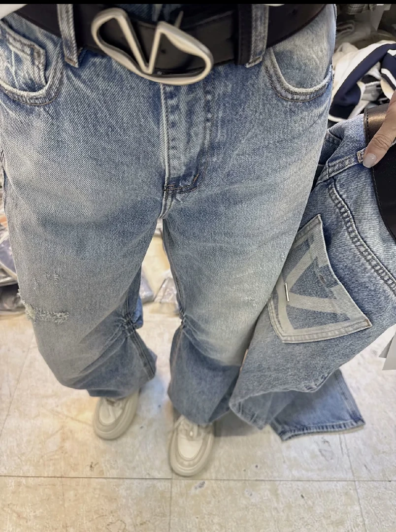 【品质】春季新款窄版百搭显瘦女装弯刀阔腿牛仔裤梨形身材78076