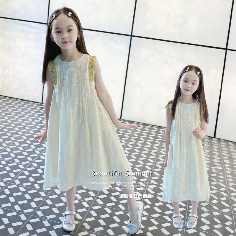 女童连衣裙宝宝夏装2025新款儿童洋气无袖女孩公主风裙子薄款透气