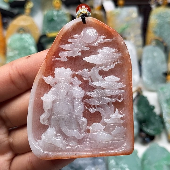 翡翠未镶嵌颈饰财神