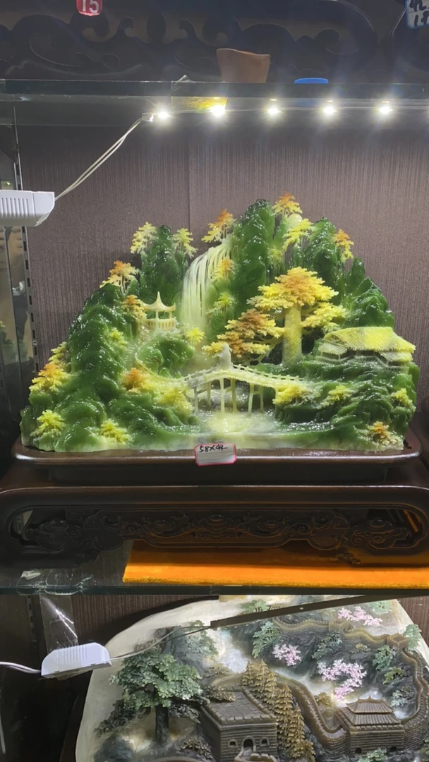 中式家居装饰摆件玉石雕刻创意书房电视柜玄关山水花鸟