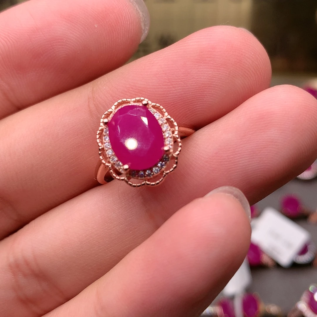 红宝石戒指银S925镶嵌