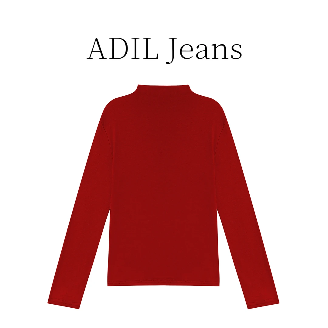 秋冬纯色轻职风百搭打底T恤长袖半高领款