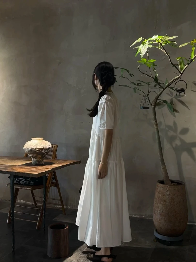 wansc&晚山茶 韩代 文艺风连衣裙