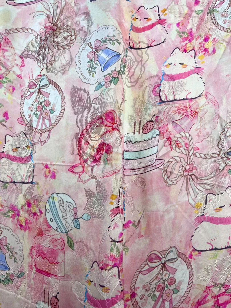 【小猫蛋糕】人丝红云纱面料国风新中式面料