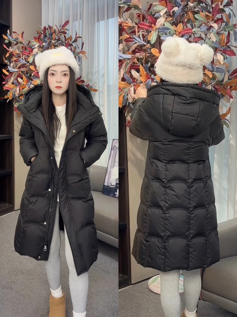 【黑曜星空】小个子光泽黑冬季大貉子毛立领90白鸭绒加厚羽绒服