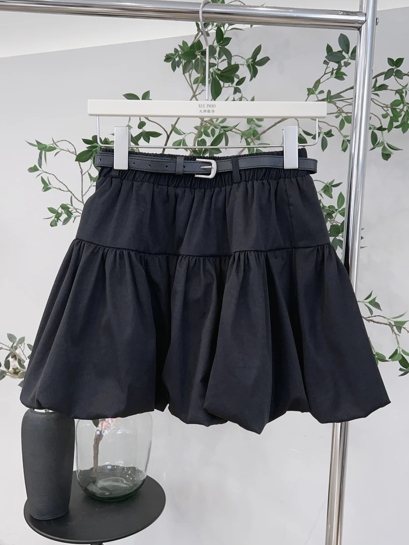 琳心丨早秋新款气质极简风松紧腰短裙 SM5880