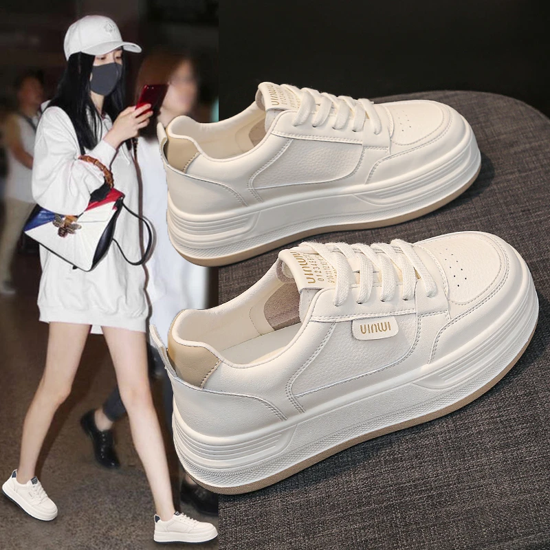 网红爆款小白鞋女2025秋季时尚百搭韩版厚底透气学生运动休闲板鞋