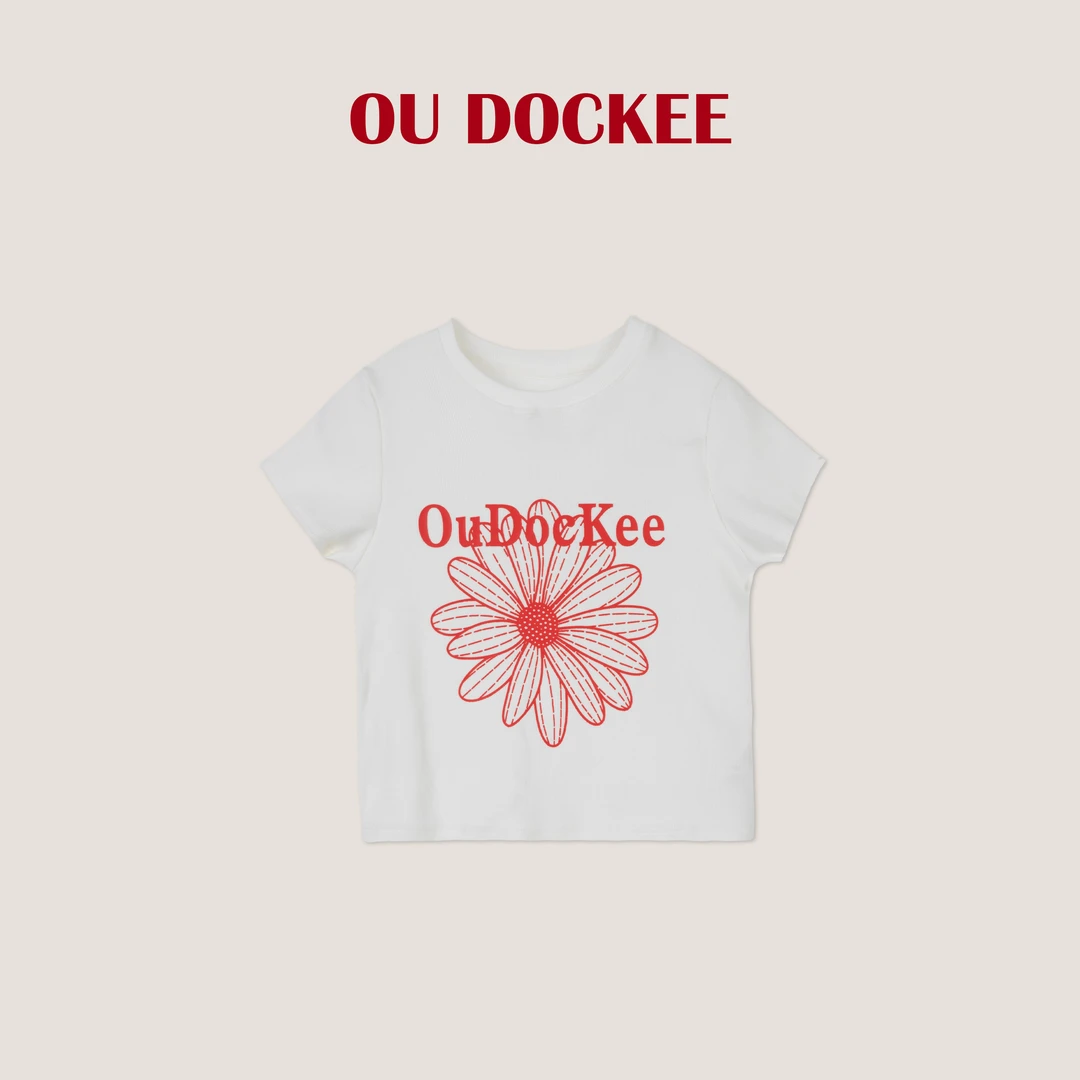 OUDOCKEE 鸥纪儿【96棉】花朵T T恤上衣时尚款图案盲盒 T2501F158T