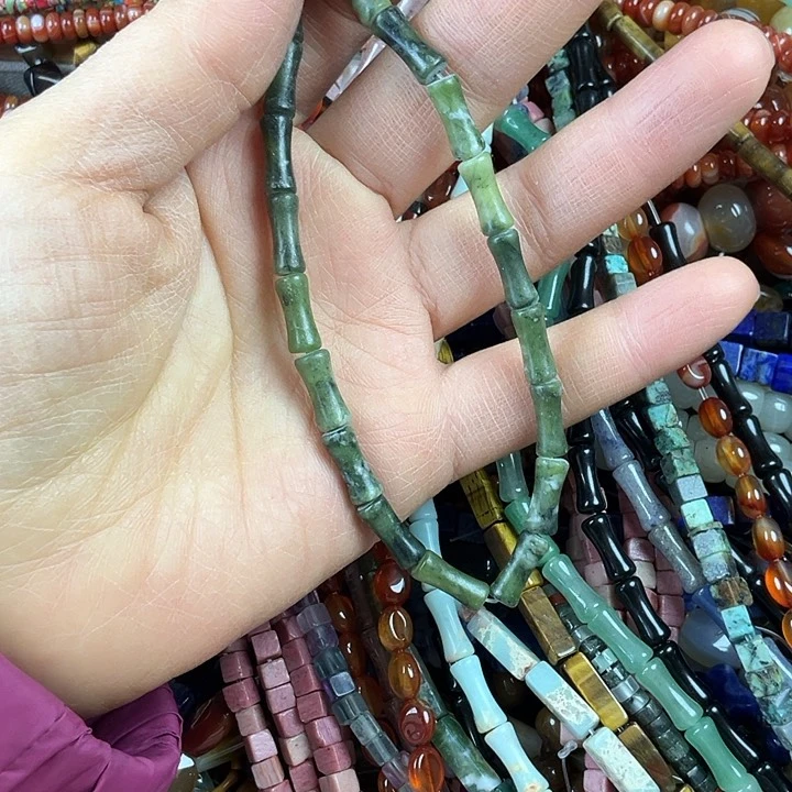 查罗石散珠合金竹节一条
