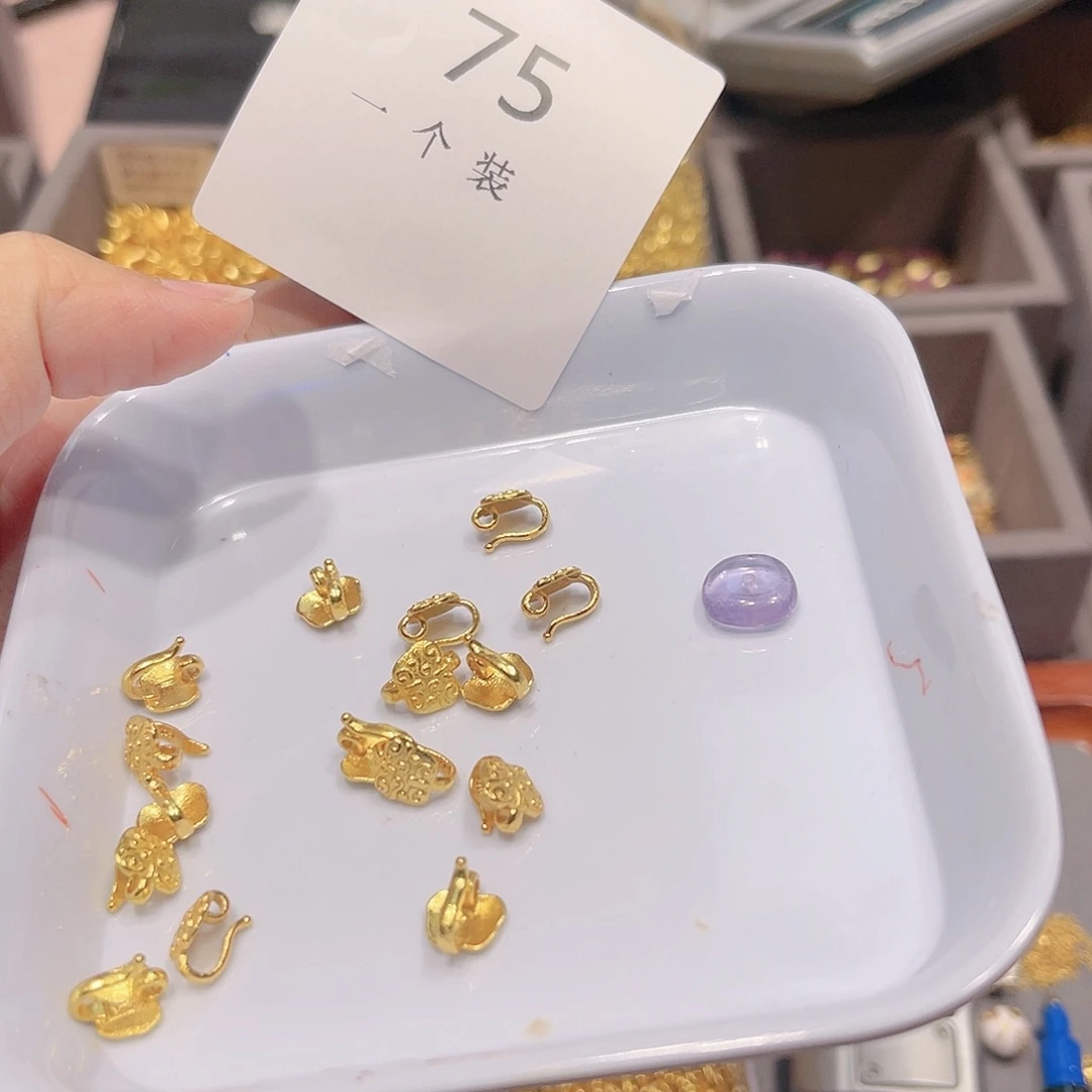 水晶珠宝半成品银S925镀金镶嵌75
