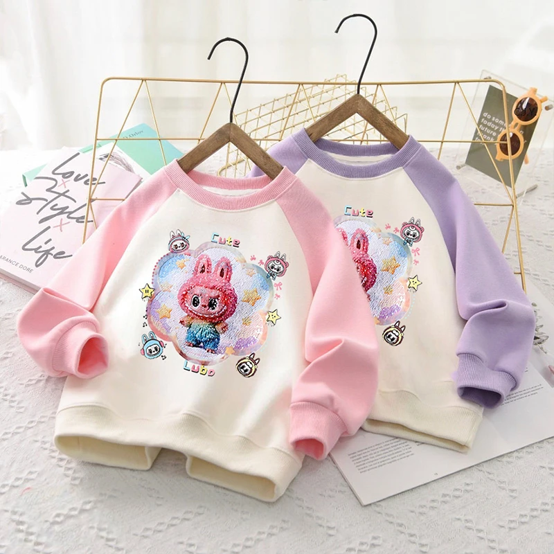 女童拉布布2025秋季新款卫衣亮片变色卡通儿童长袖秋冬款洋气上衣