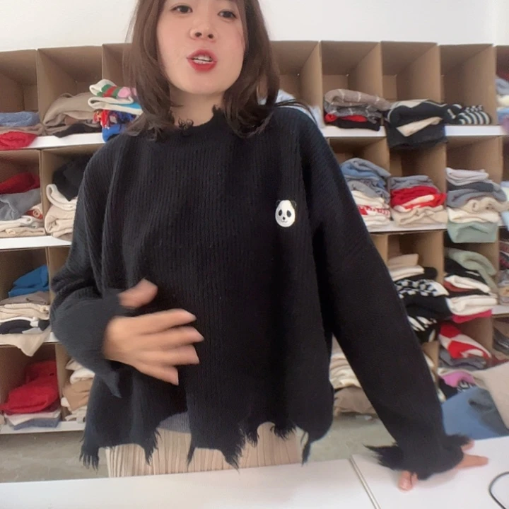 黑色熊猫纯山羊绒