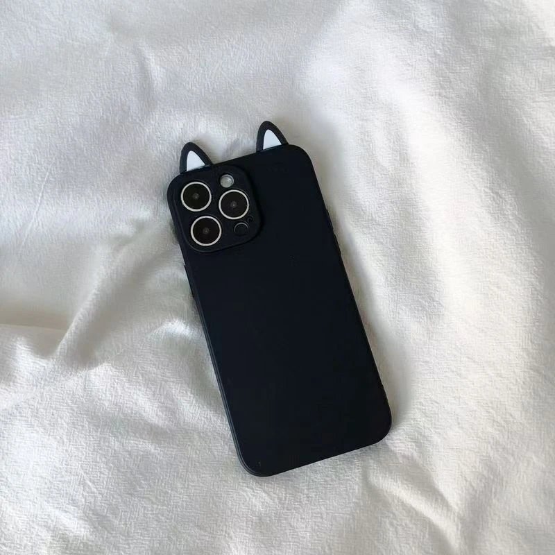 黑色耳朵适用OPPORENO14手机壳K12S/K10FindX8女A97A56A3A5PROA2M