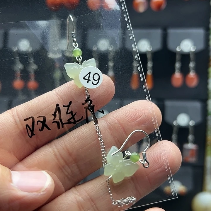 和田玉耳饰银S925镶嵌✨****✨