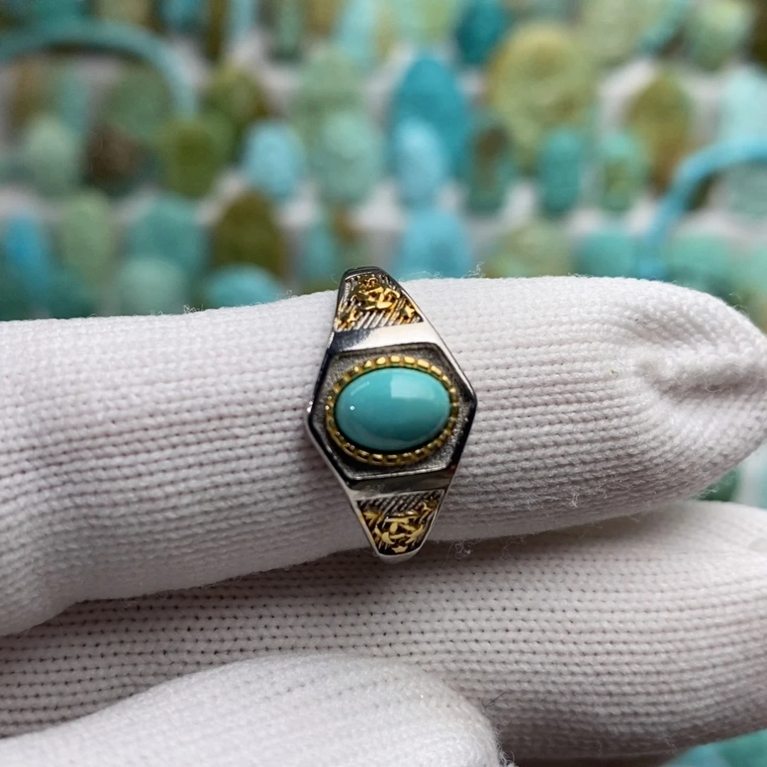 绿松石银S925镶嵌绿松石