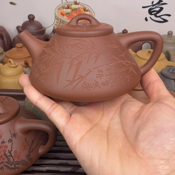 紫砂茶壶200cccc深井紫泥子冶石瓢