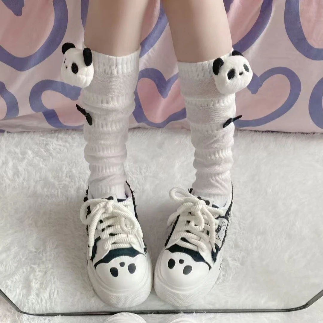 新品Lolita袜子玩偶熊猫中筒堆堆袜JK日系ins卡通萌系可爱风洛丽