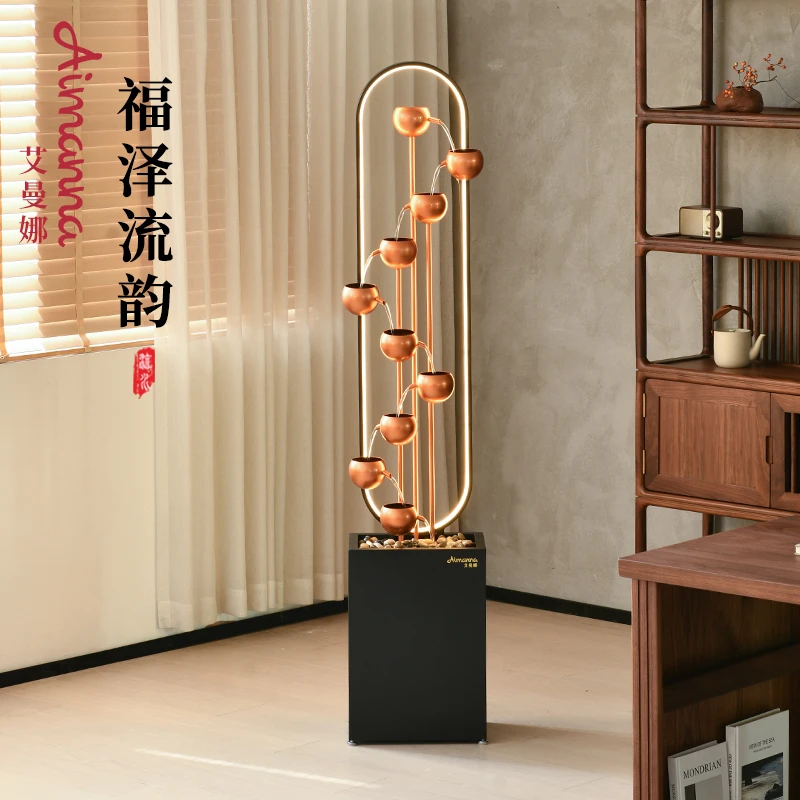 流水摆件循环水现代简约落地加湿玄关客厅办公室乔迁送礼喷泉水景
