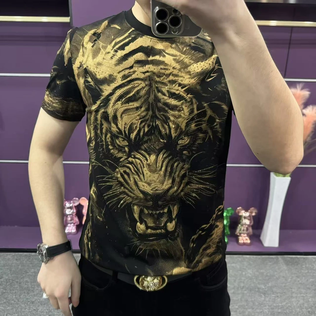 2025夏季新款高品质轻奢短袖T恤男虎头68218