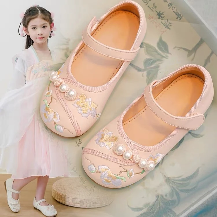女童鞋汉服鞋儿童马面裙鞋春秋国风鞋小皮鞋古风绣花鞋中式公主鞋