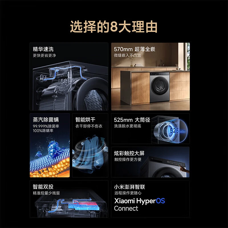 【超值购国补】小米10kg智投洗洗烘一体滚筒洗衣机智能双投智能烘干