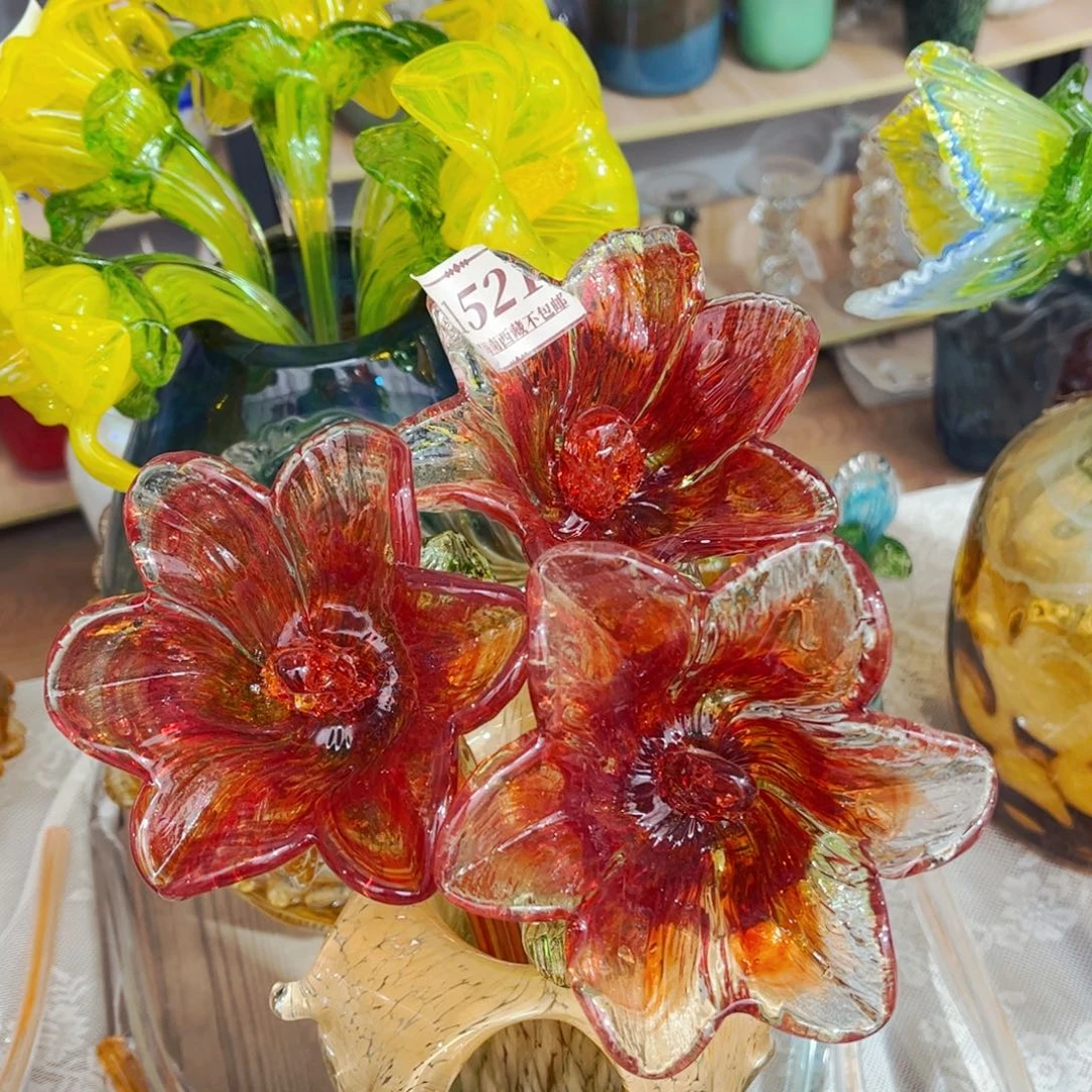 琉璃1521三支花 花瓶摆件