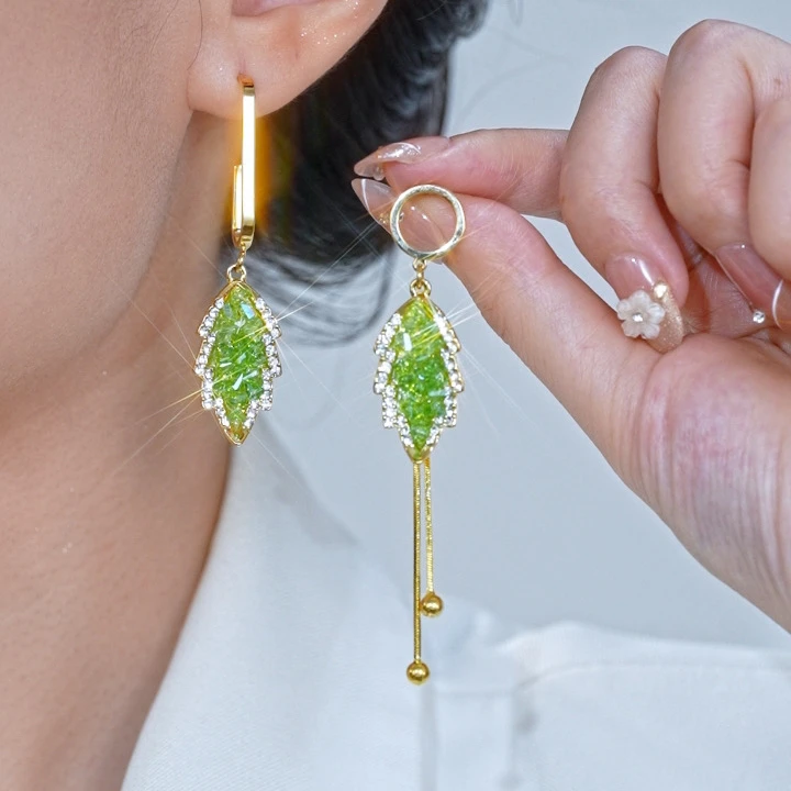 铜合金耳饰 YWW1329叶叶相惜耳环