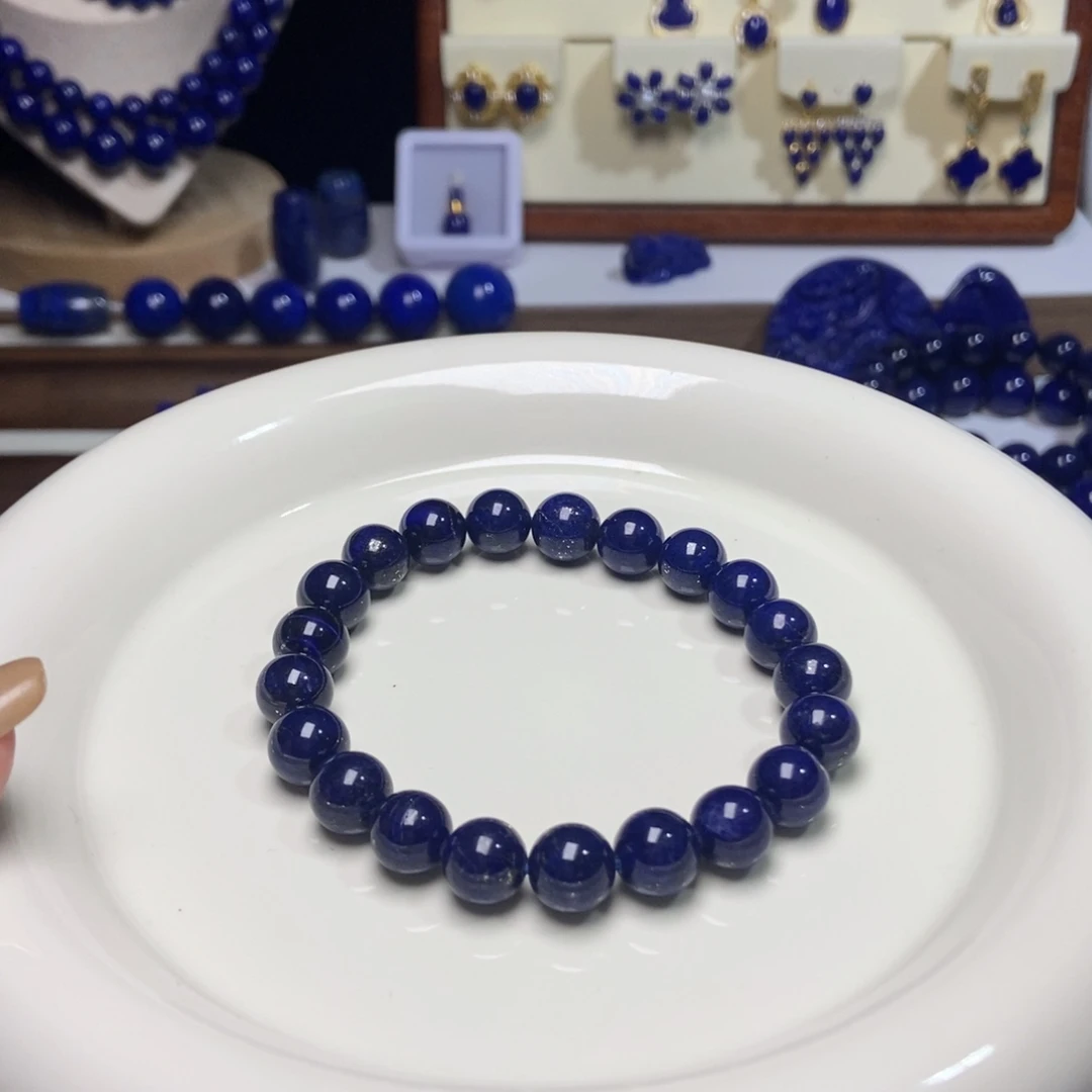 青金石未镶嵌老矿8.8mm+黑加仑 有瑕（介意勿拍）