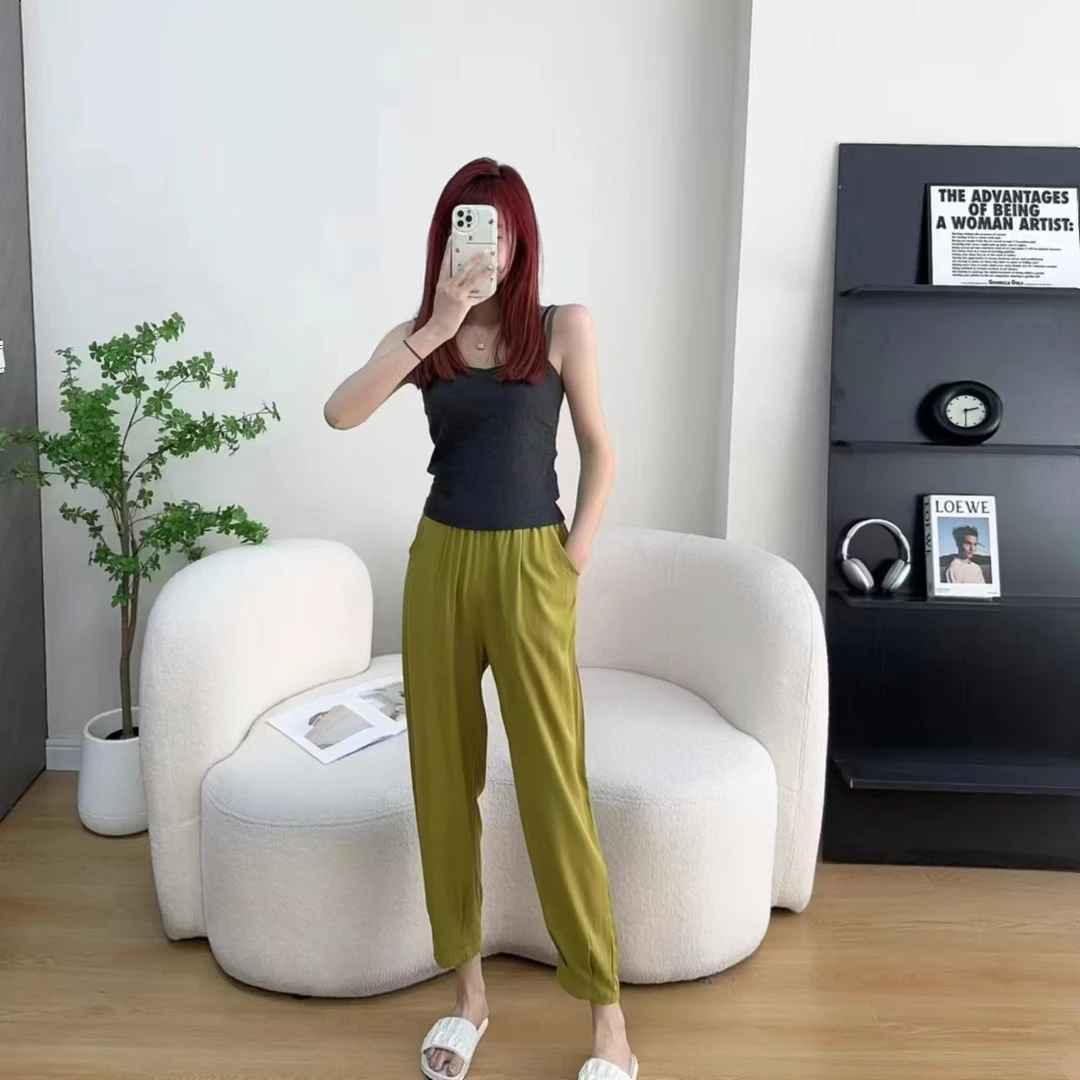 人手一条.【斜纹人造棉】夏季薄款高腰显瘦九分哈伦裤