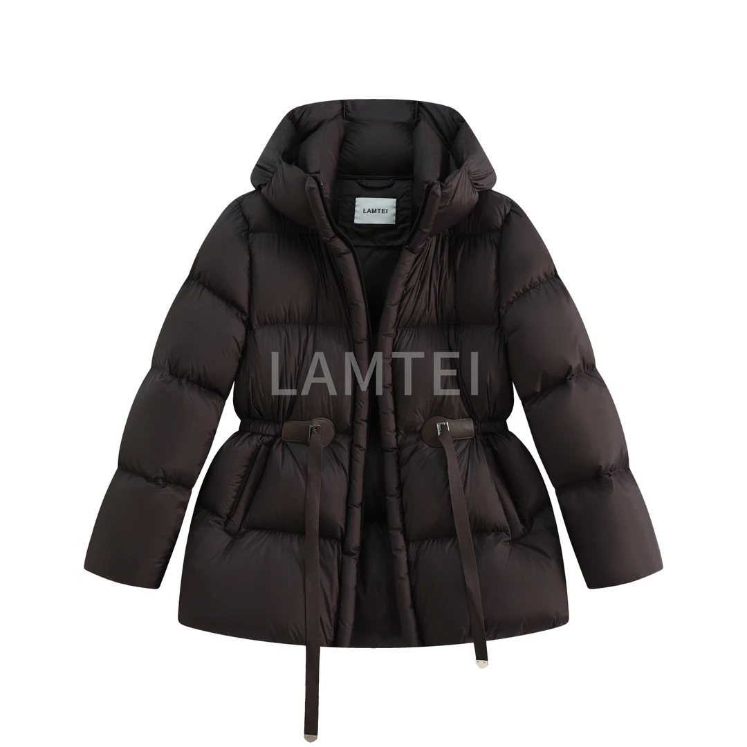 【LAMTEI】兰地 2025年冬季中长款收腰抽绳连帽95鹅绒服LD699
