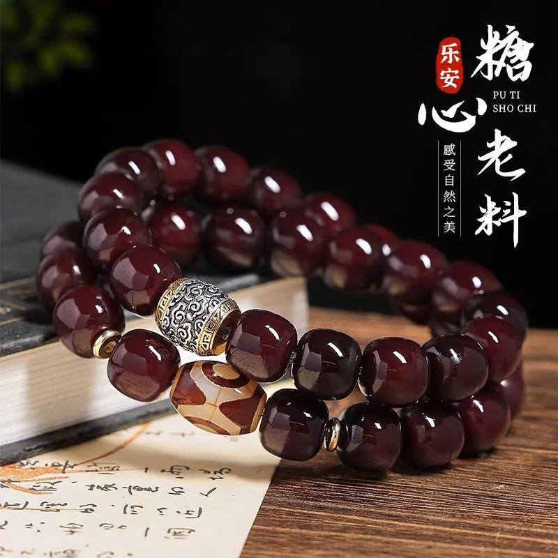 菩提手串溏心老料风化双圈文化敦煌菩提子绕指柔盘玩国风文玩