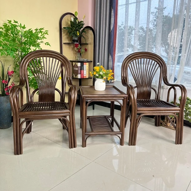 6028茶椅藤椅子藤编客厅手工休闲椅轻奢创意北欧桌椅家用复古家具