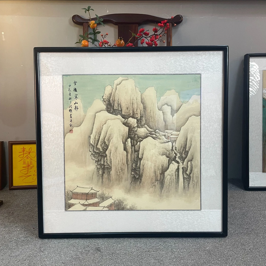 纯手绘-雪后韩山静【90*90】国画山水画客厅办公室挂画字画直播间