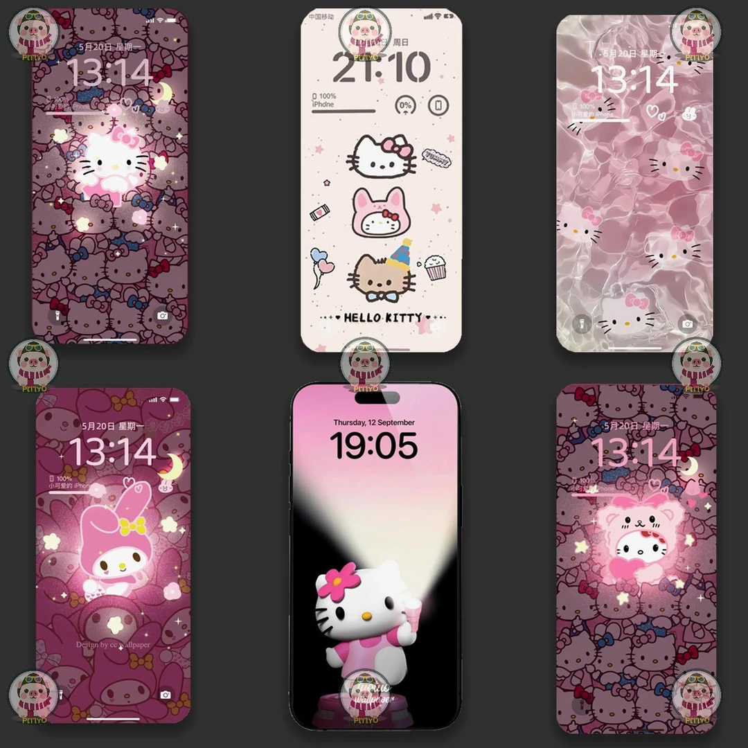 150张|HelloKitty粉色少女可爱发光24k超高清iPhone手机安卓壁纸