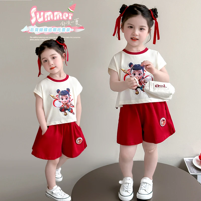 哪吒服装女童夏季背心套装2025新款儿童时髦无袖夏装女孩洋气童装