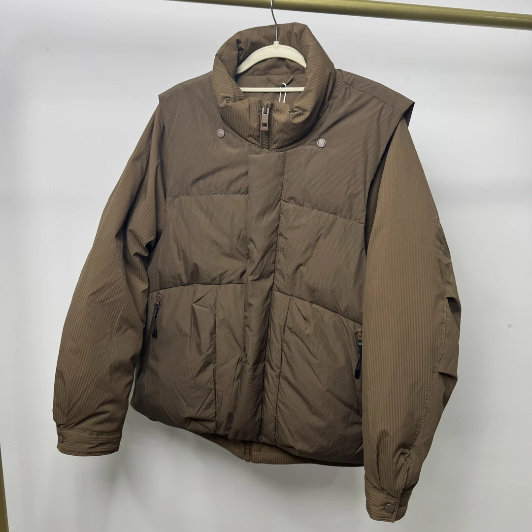 5518时尚百搭纯色羽绒服潮流可拆卸马甲真两件套羽绒服外套【新】
