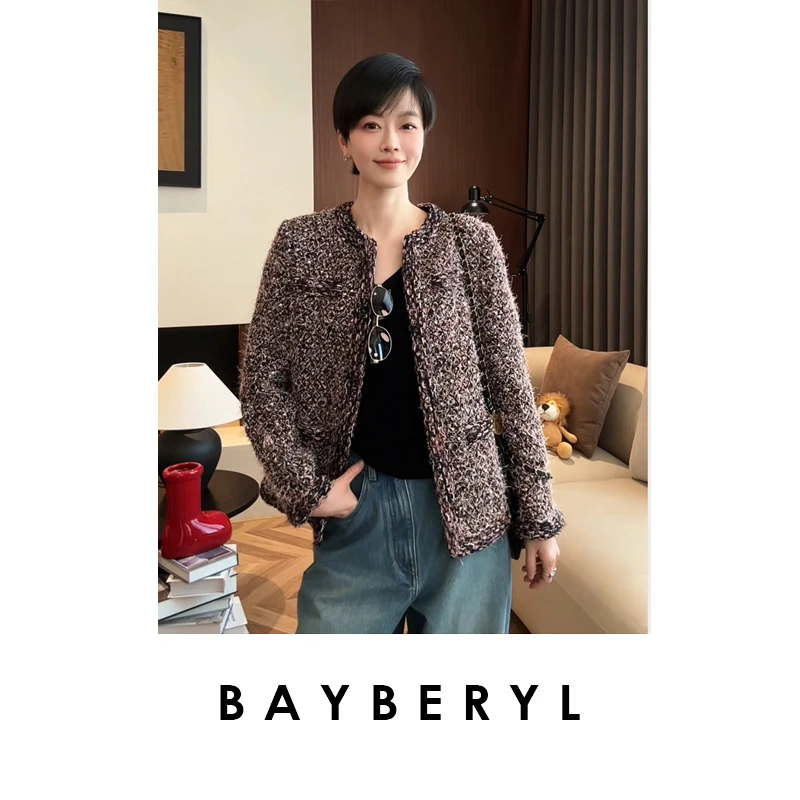 停售-BAYBERYL老贝马蒂斯粉*26春香风花呢时尚气质外套MF5K2101