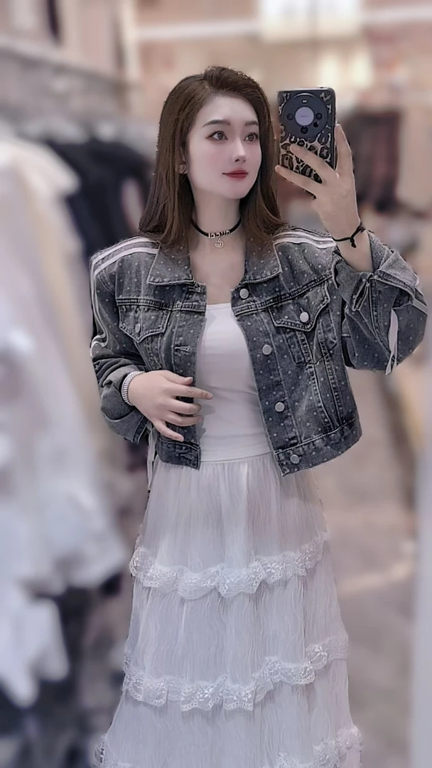 薄款丹宁风适中翻领常规款短外套休闲韩版洋气纯欲风