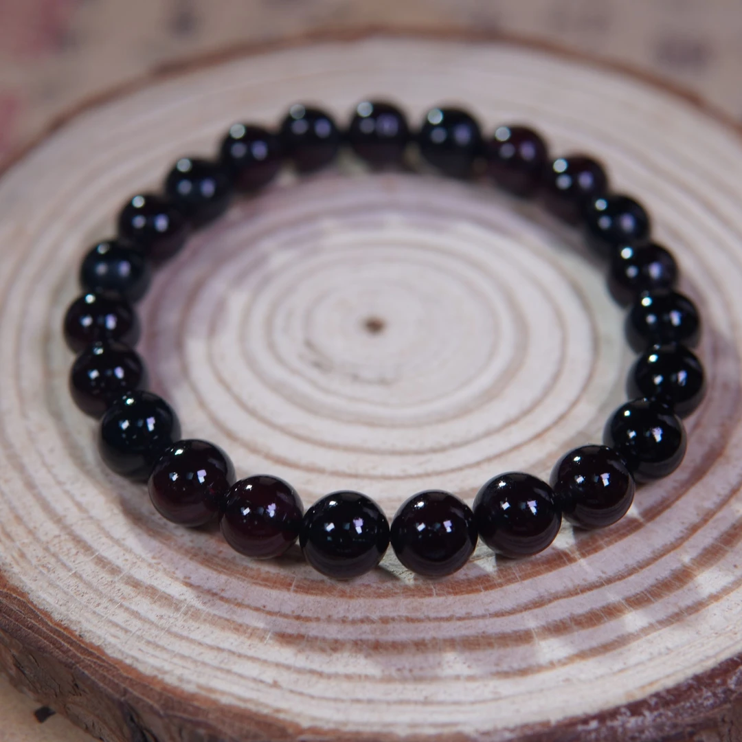 小东珠宝-9mm缅甸翳珀圆珠手串单圈时尚素圈精美经典百搭黑色轻奢