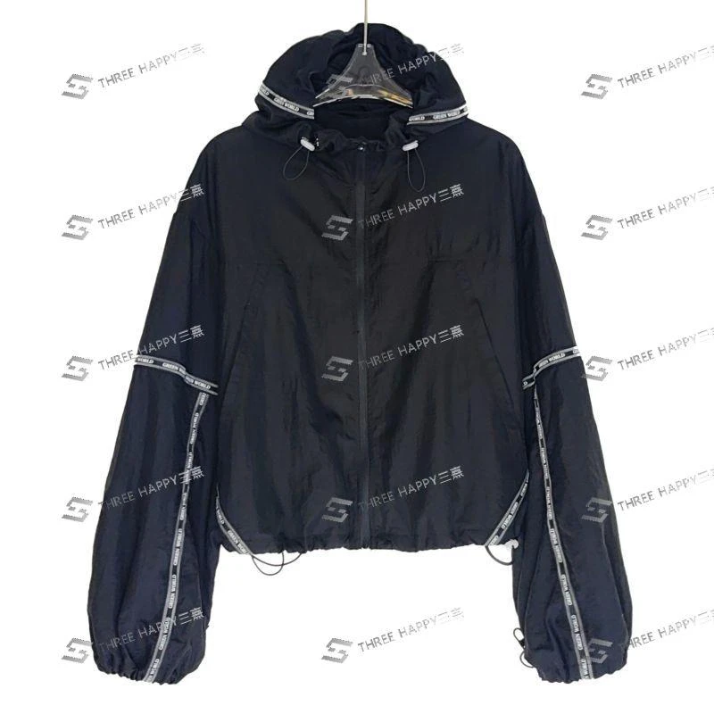 2025夏季新款女夏透气连帽宽松拼接时尚防晒外套6077