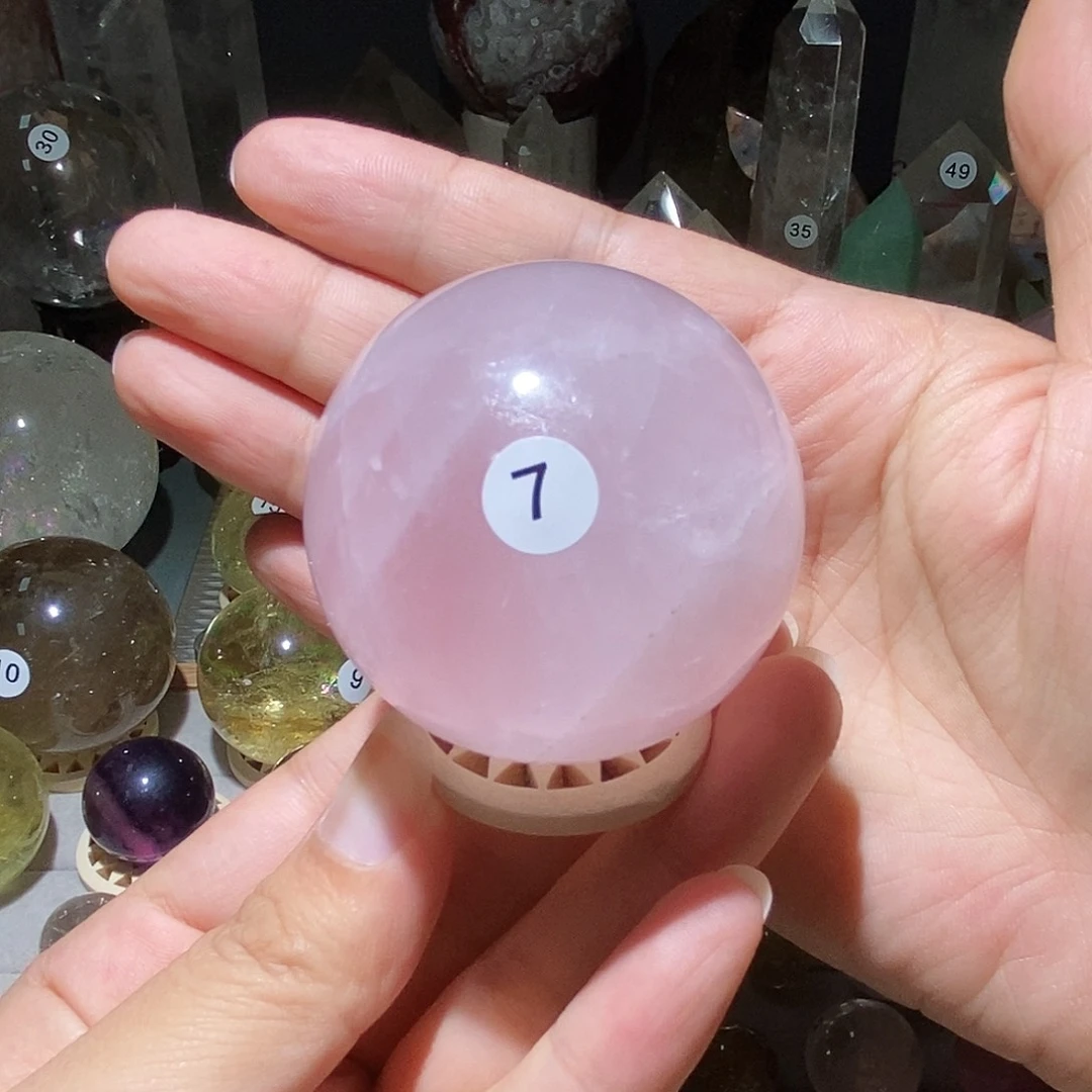 水晶手链银S925镶嵌50mm粉水球