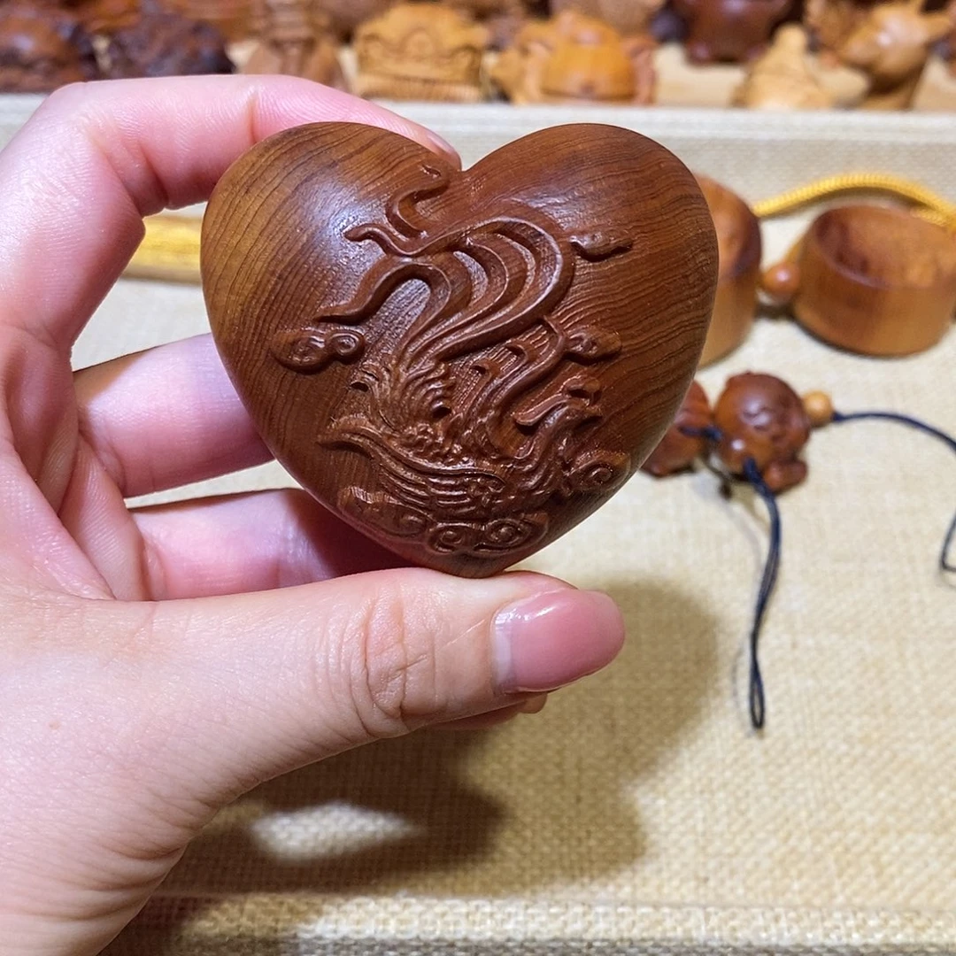 木开*崖柏手把件，爱心