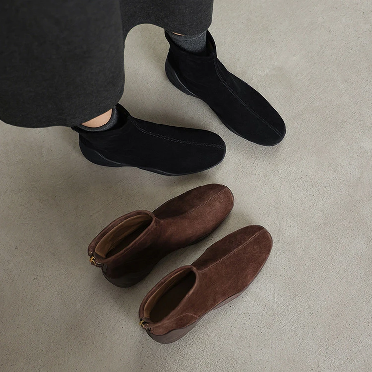 3.5cm 通勤休闲舒适百搭厚底短靴秋冬英伦风复古简约时尚棕色短靴