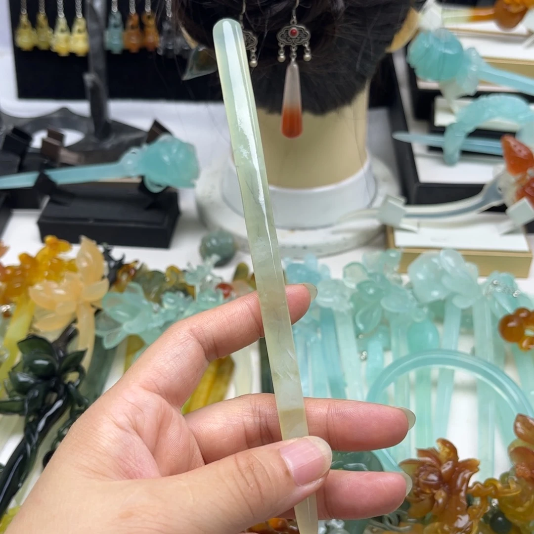 用***2蛇纹石玉合金发簪