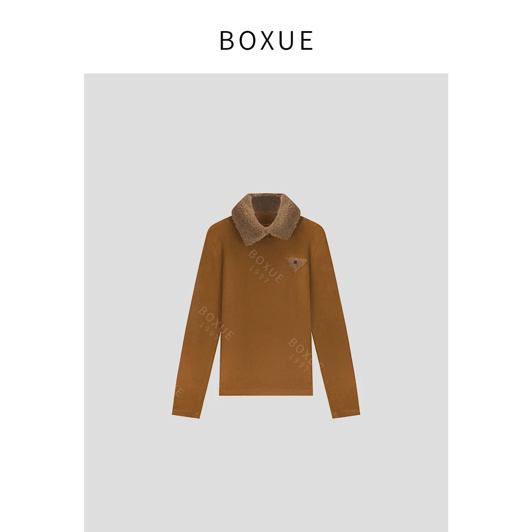 BOXUE“晚间” 2024冬季高级感颗粒绒半开领轻奢卫衣#241017WY77