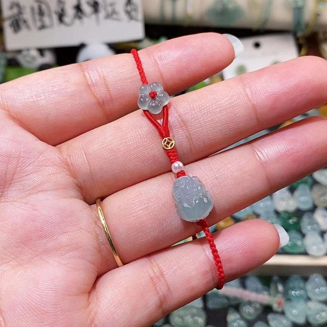 翡翠未镶嵌颈饰貔貅红绳15
