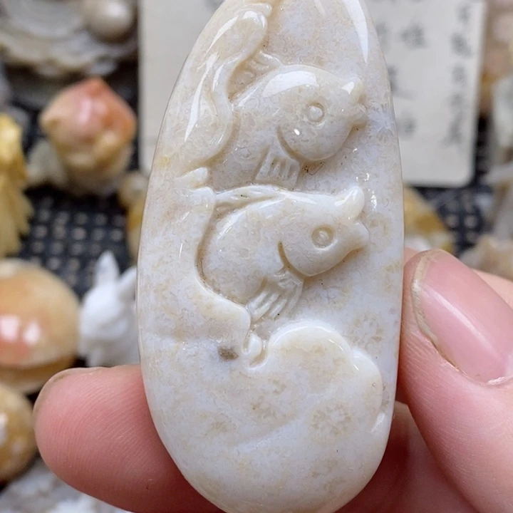 颈饰未镶嵌硅化珊瑚（珊瑚玉）