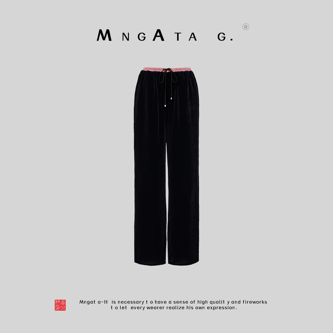 MNGATA G.宫小妍【新春丝绒裤】秋冬真丝丝绒新中式国风裤子4122587
