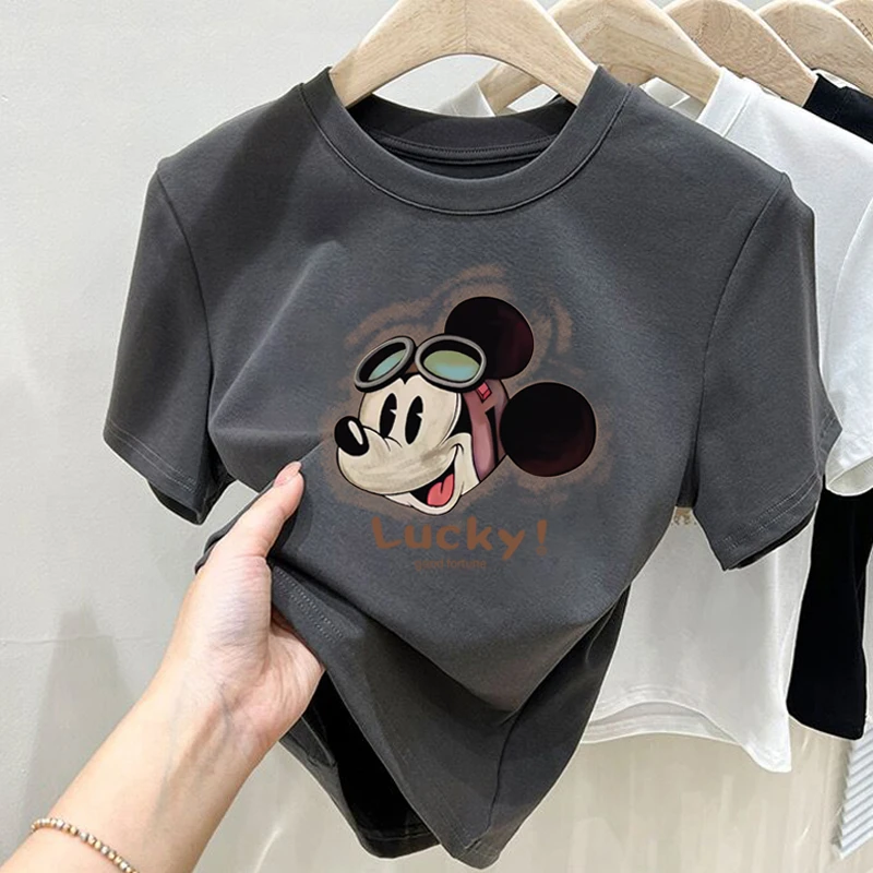 磨毛厚款正肩短袖t恤女2025新款秋季新款灰色上衣纯棉百搭打底衫