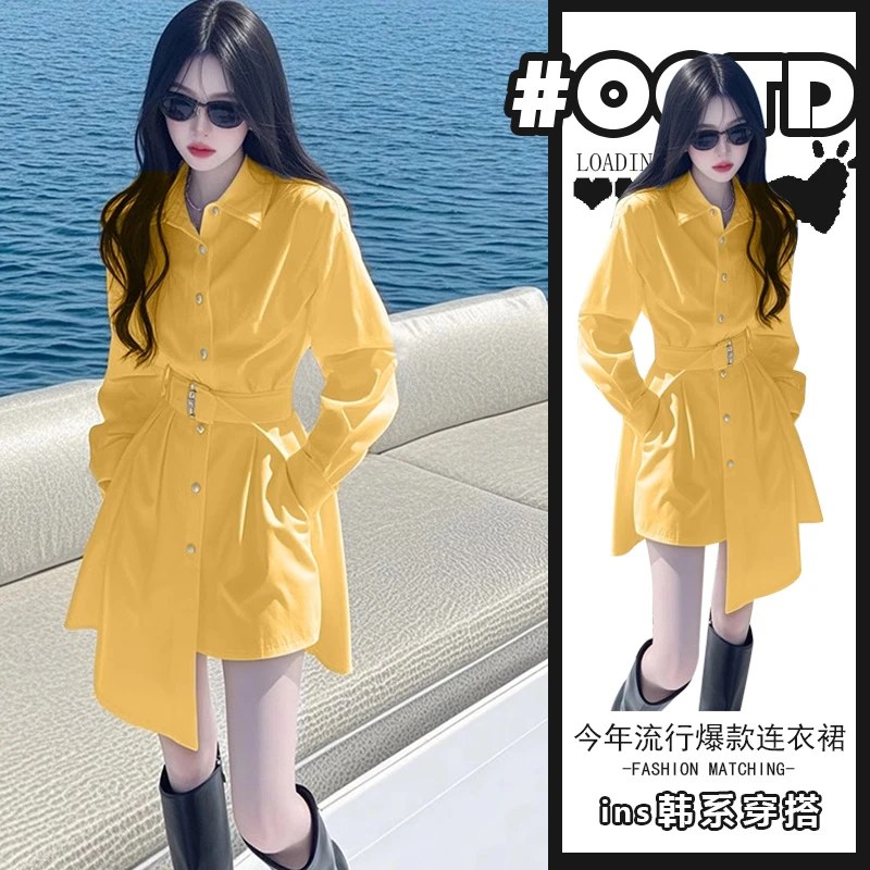 流行女生韩系ins衣服中长裙小香风见外包装连衣裙休闲网红春秋装